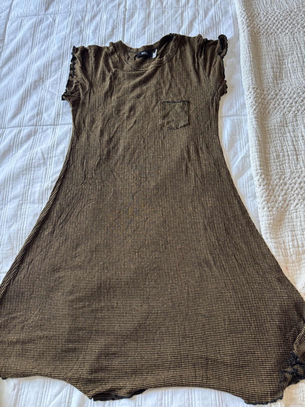 BDG Olive Green Textured Midi T-Shirt Dress